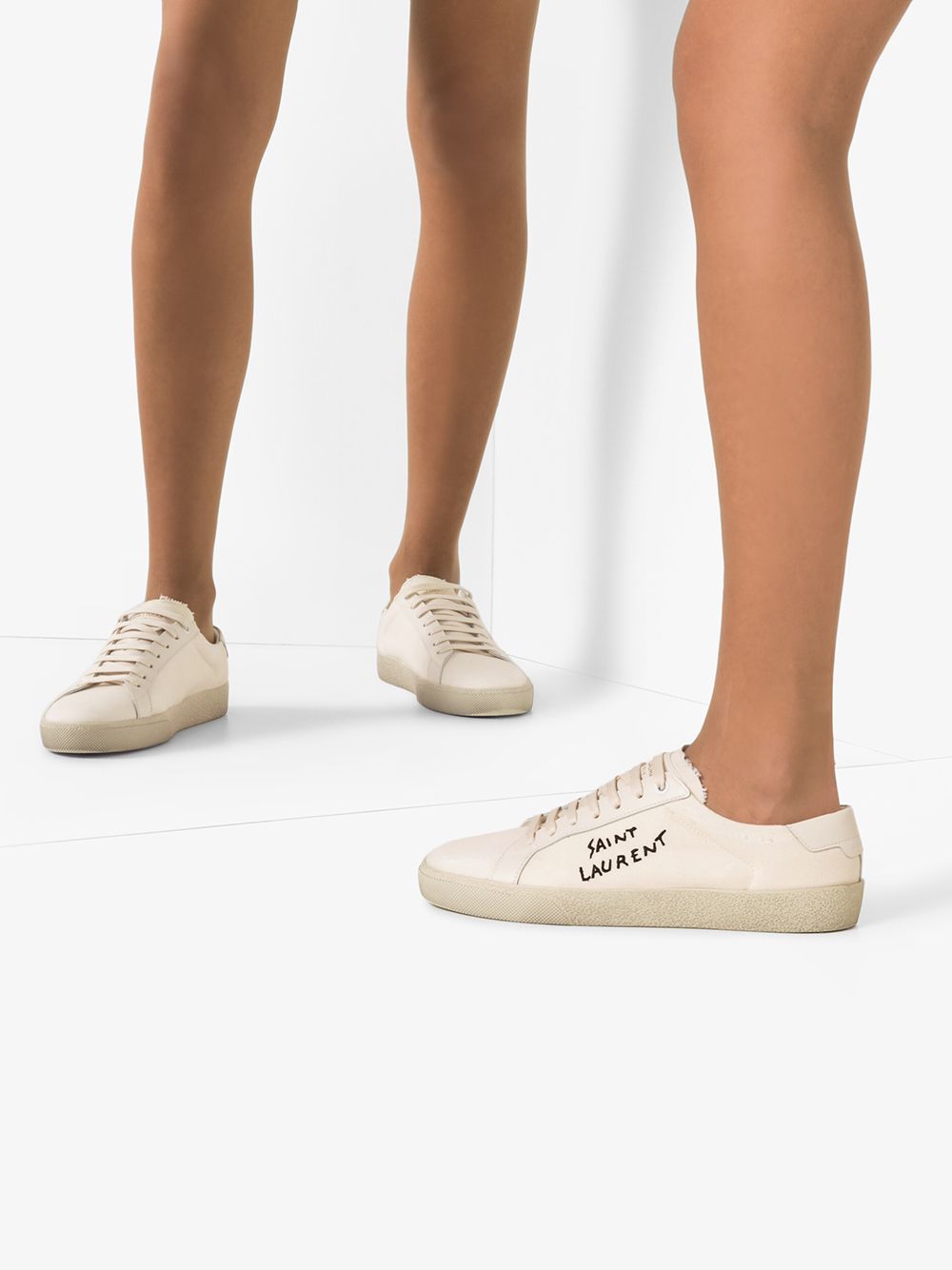 Saint Laurent Court Classic SL/06 White Canvas Sneakers image 3