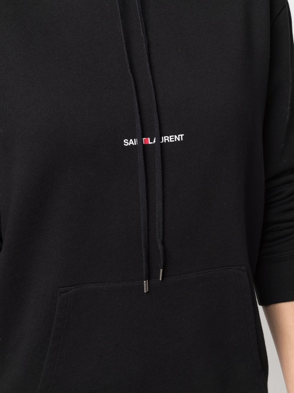 Saint Laurent Black Cotton Logo Print Hoodie image 1