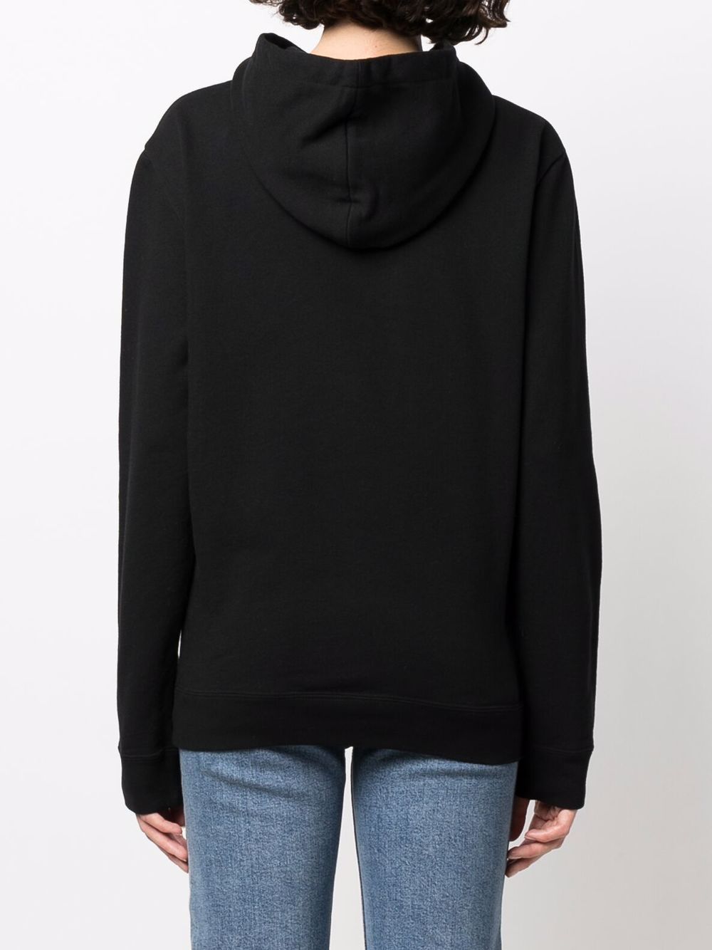 Saint Laurent Black Cotton Logo Print Hoodie image 3