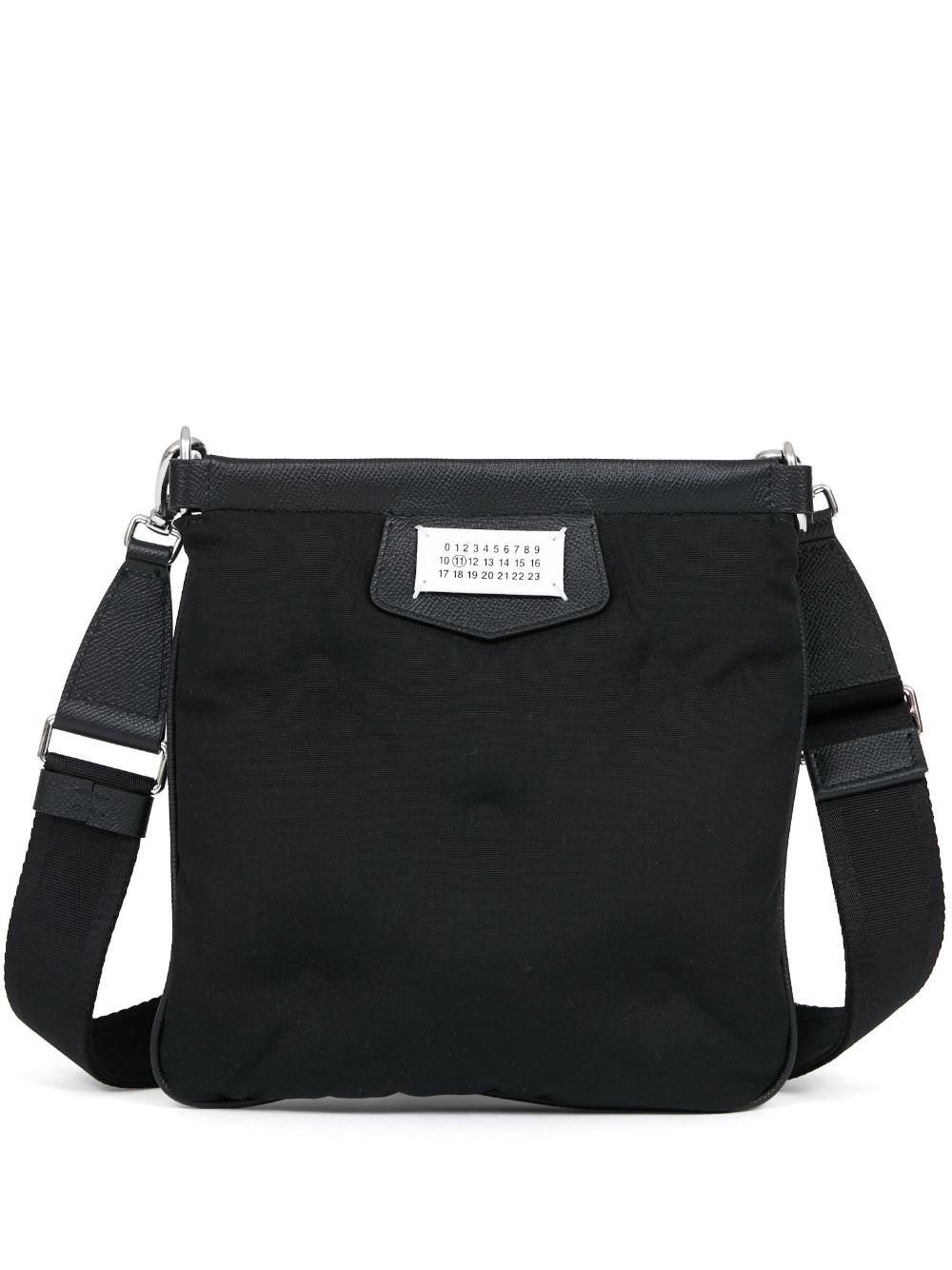 Maison Margiela Black Leather Shoulder Bag with Logo Patch image 0