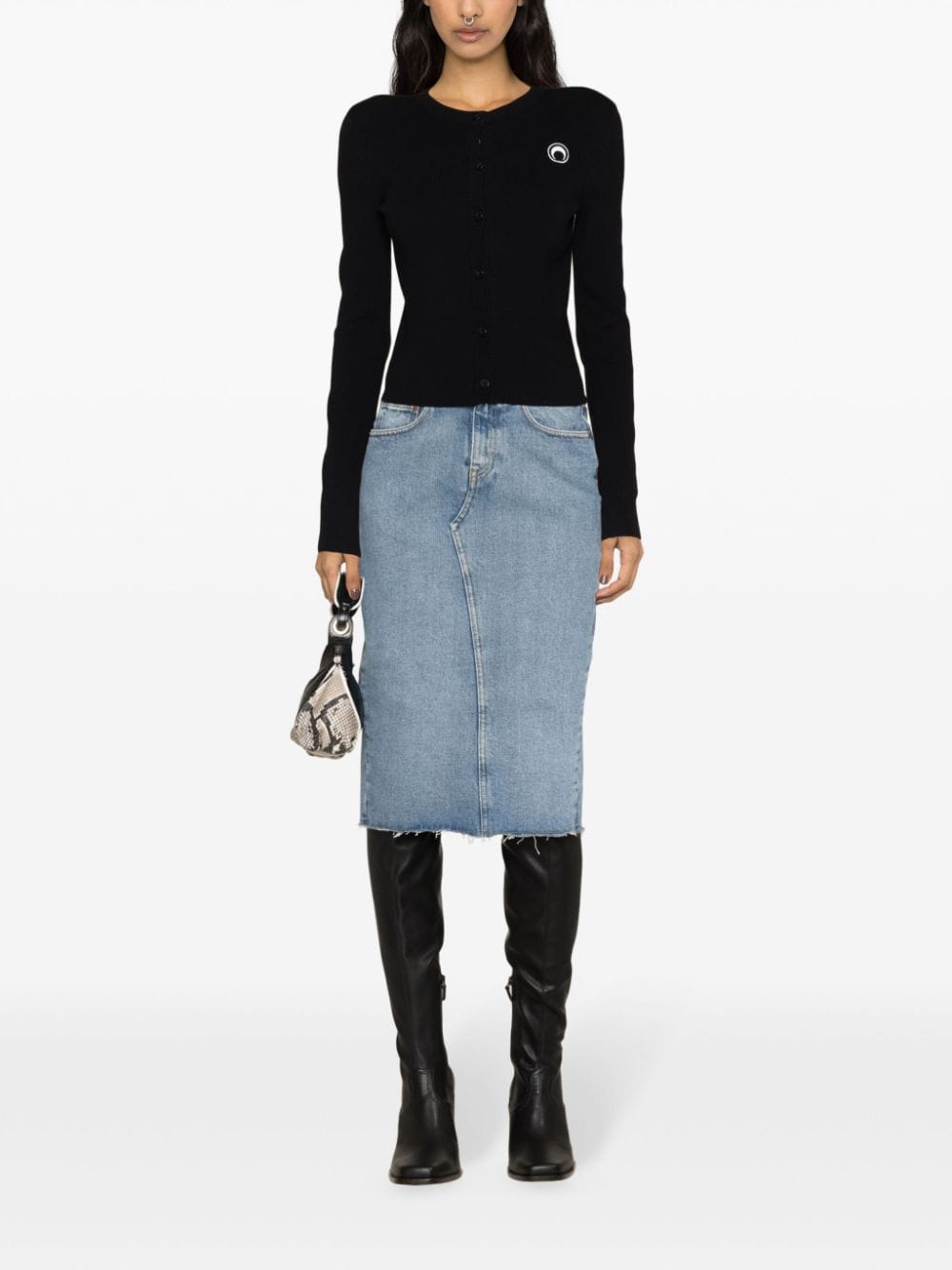 MM6 Maison Margiela Blue Stonewashed Denim Skirt image 3