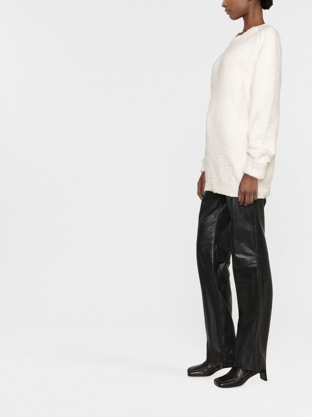 Maison Margiela White Brushed Cotton Crewneck Sweater image 2