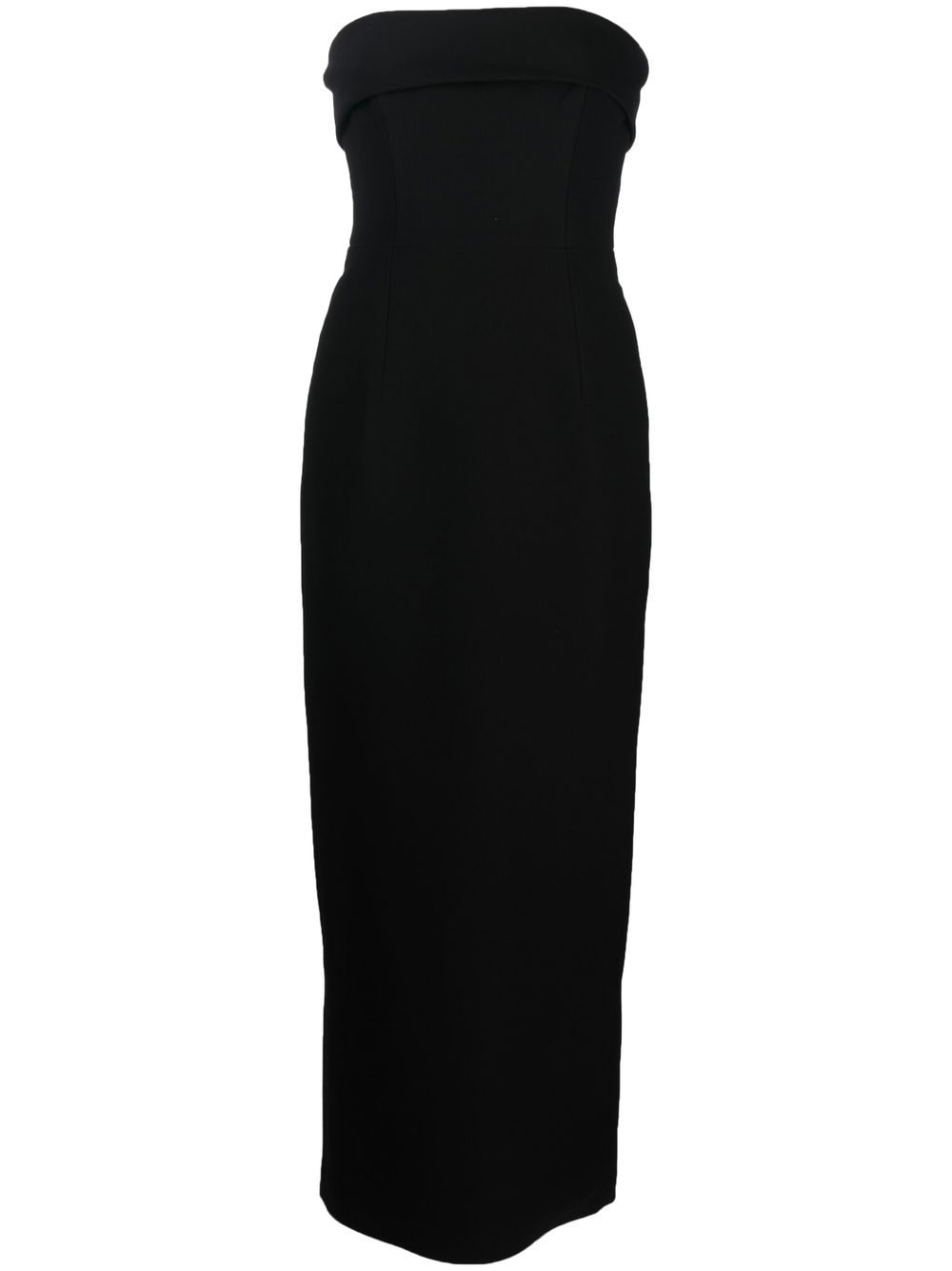 ILKYAZ OZEL Black Strapless Long Dress with Turn-Up Detail image 0