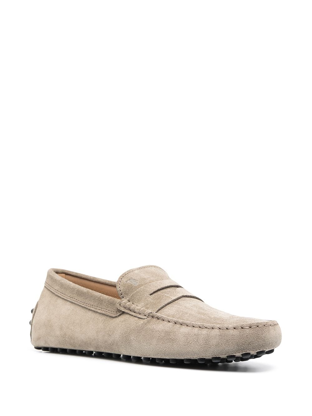 Tod's Grey Suede and Leather Almond Toe Loafers image 3