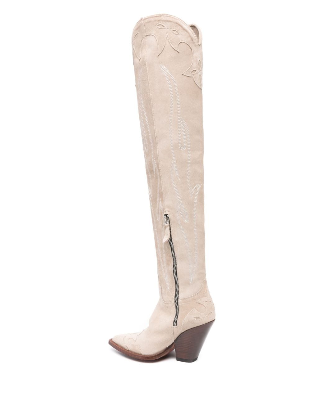 SONORA Beige Suede Western Thigh-High Boots image 3