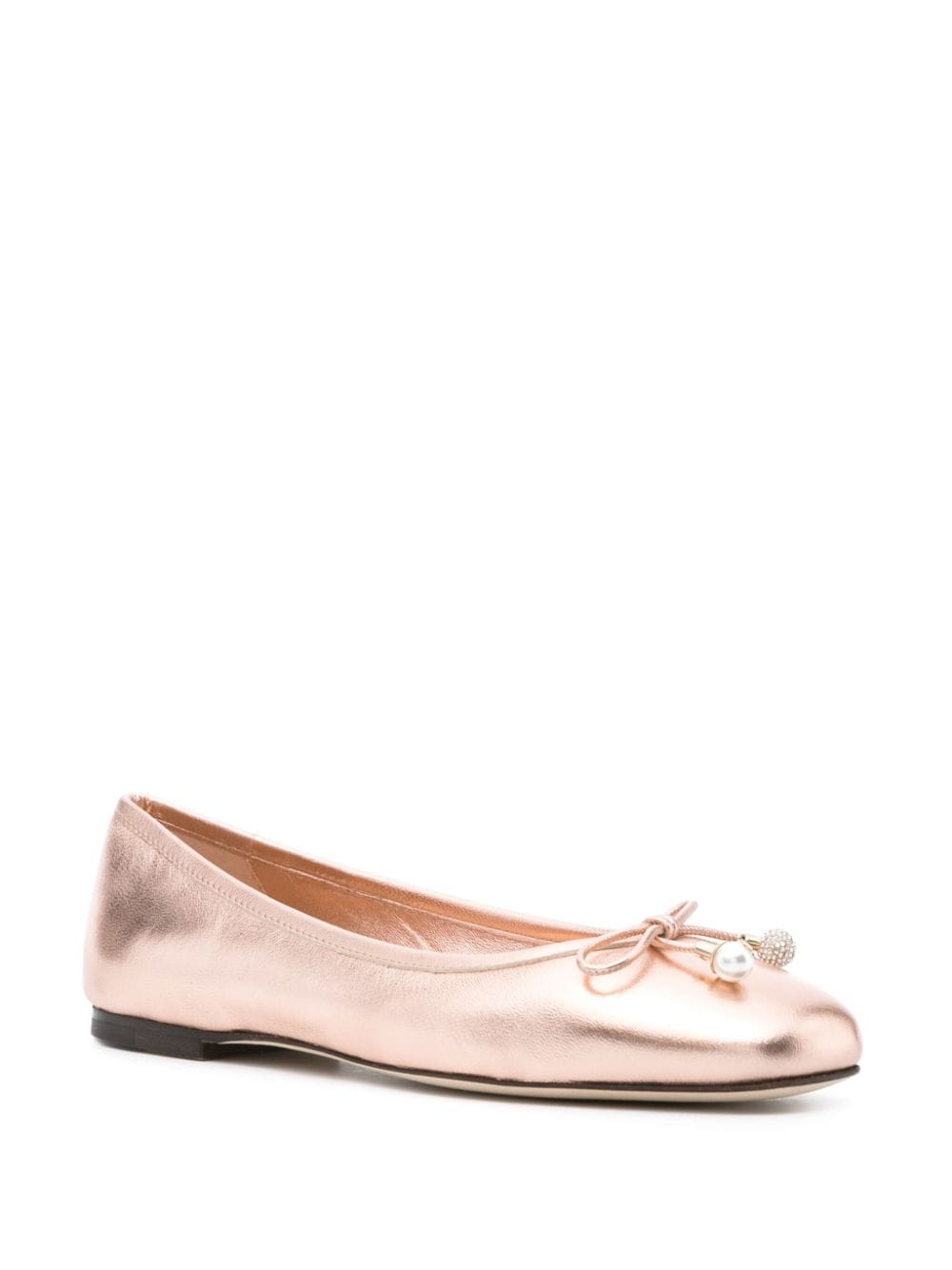 Jimmy Choo Powder Pink Calf Leather Flat Shoes with Bow Detailing image 1