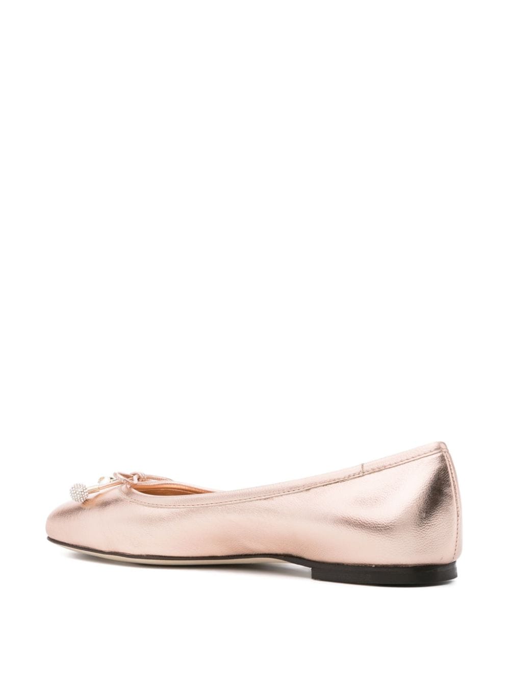 Jimmy Choo Powder Pink Calf Leather Flat Shoes with Bow Detailing image 2