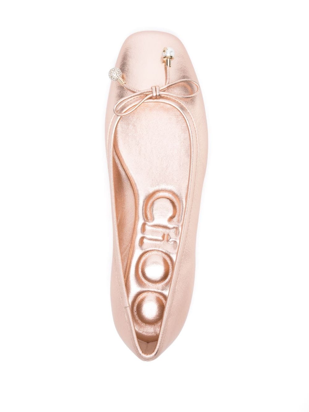 Jimmy Choo Powder Pink Calf Leather Flat Shoes with Bow Detailing image 3