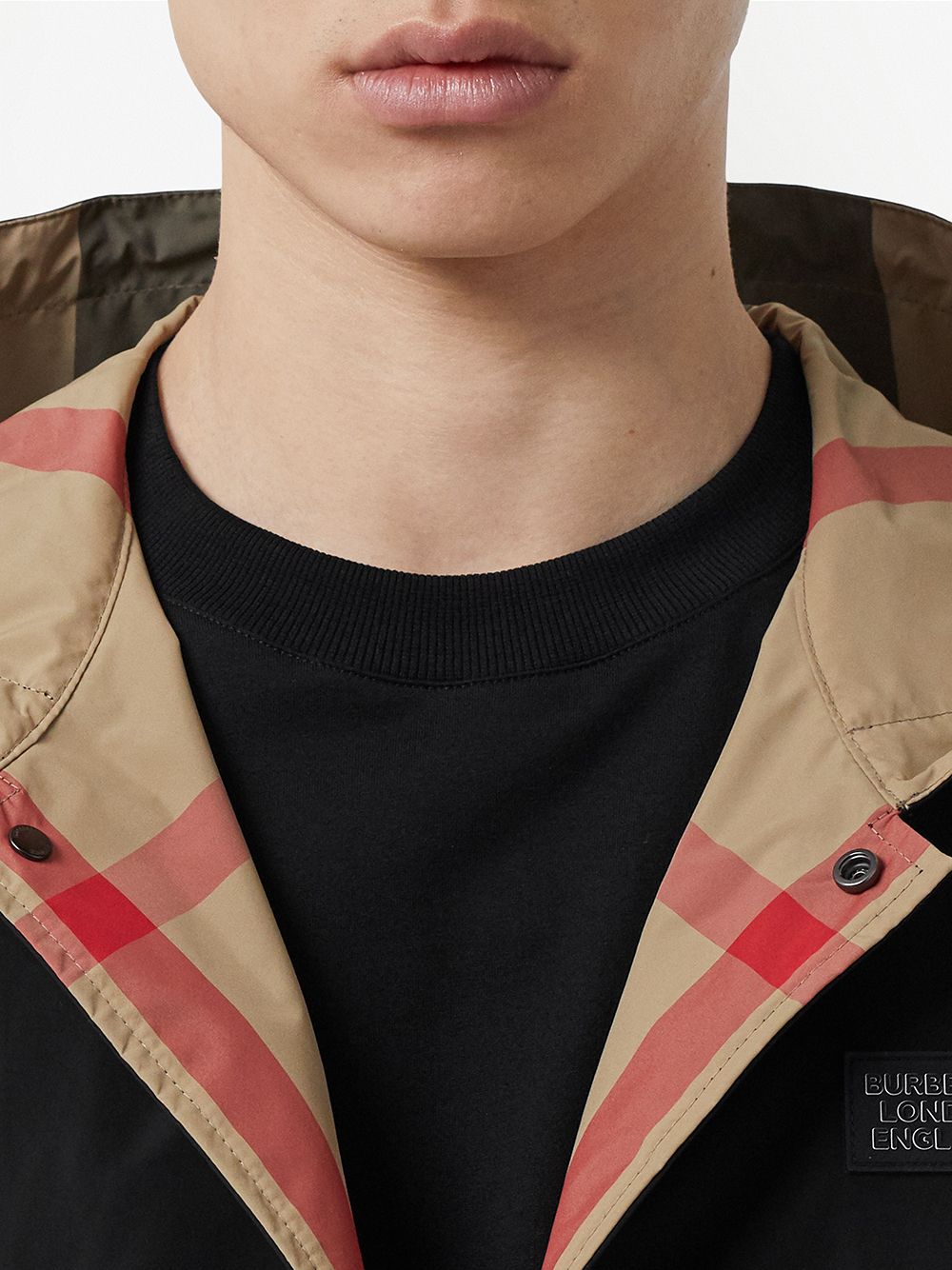 Burberry Recycled Polyester Reversible Check Hooded Jacket image 4