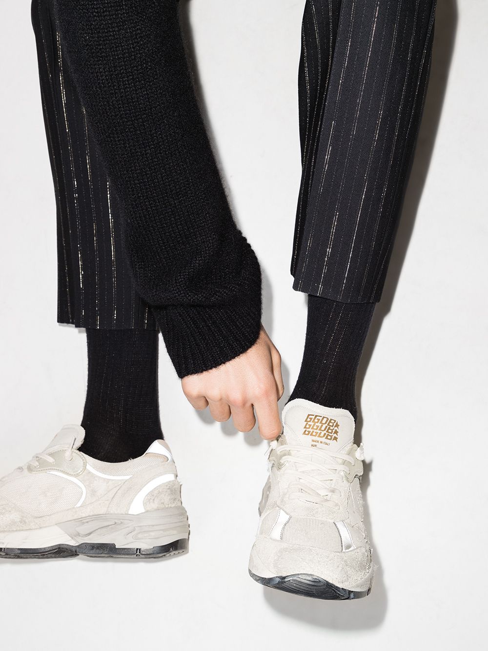 Golden Goose Dad-Star Chunky Sneakers in Silver image 3