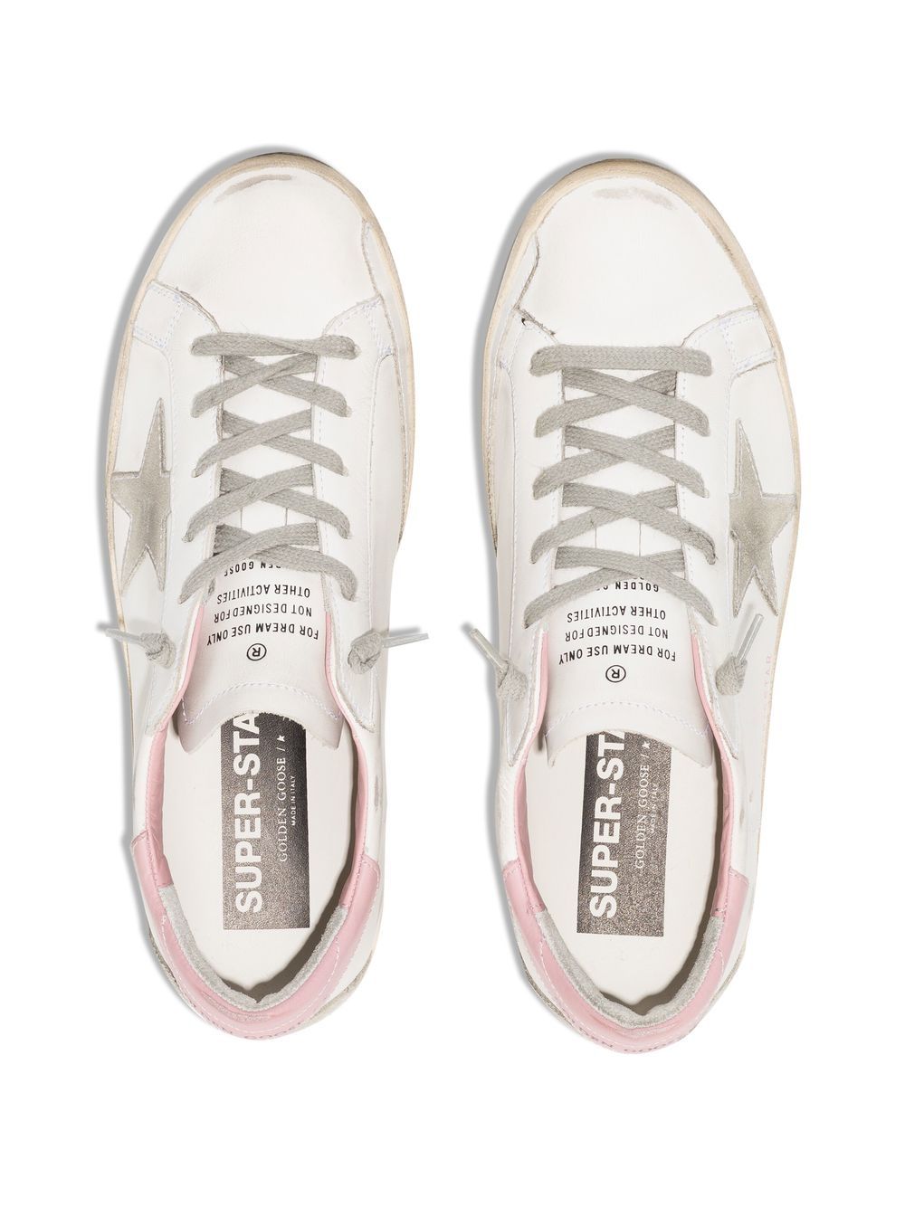 Golden Goose Superstar Distressed Leather Sneakers in Pink image 1