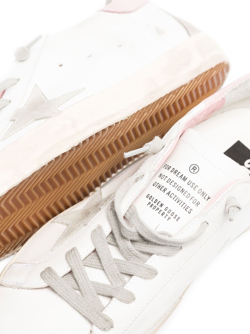 Golden Goose Superstar Distressed Leather Sneakers in Pink image 2