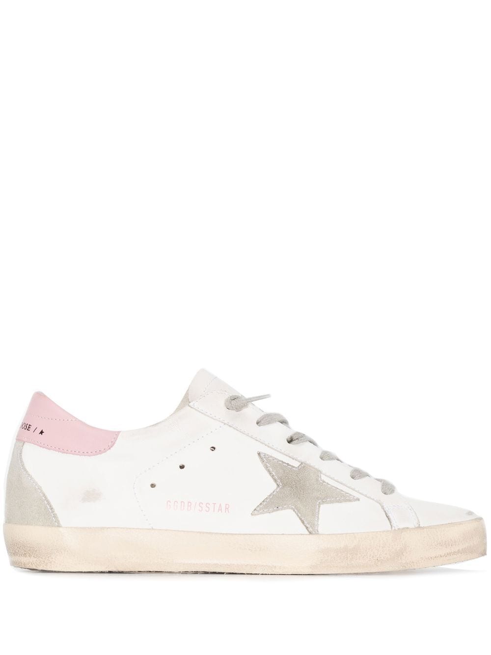 Golden Goose Superstar Distressed Leather Sneakers in Pink image 0