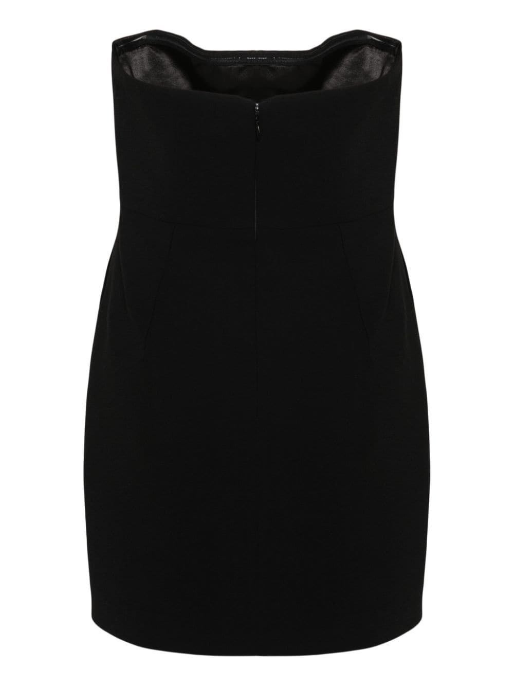 ILKYAZ OZEL Black Crepe Strapless Dress with Bow Detailing image 1