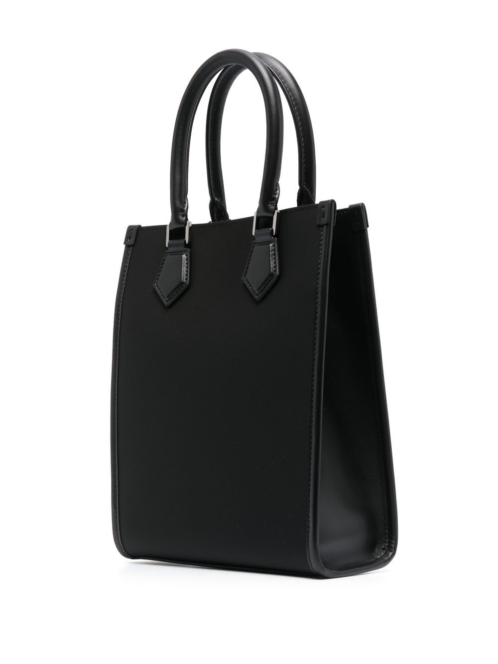 Dolce & Gabbana Black Leather Tote Bag with Raised Logo image 1