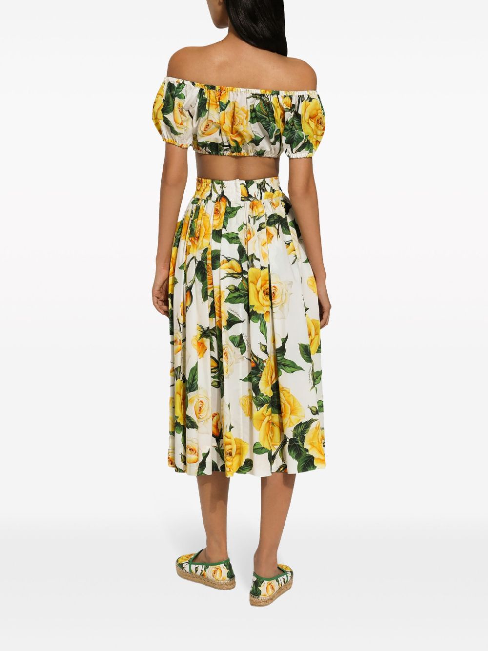 Dolce & Gabbana White Floral Print Off-Shoulder Crop Top image 2