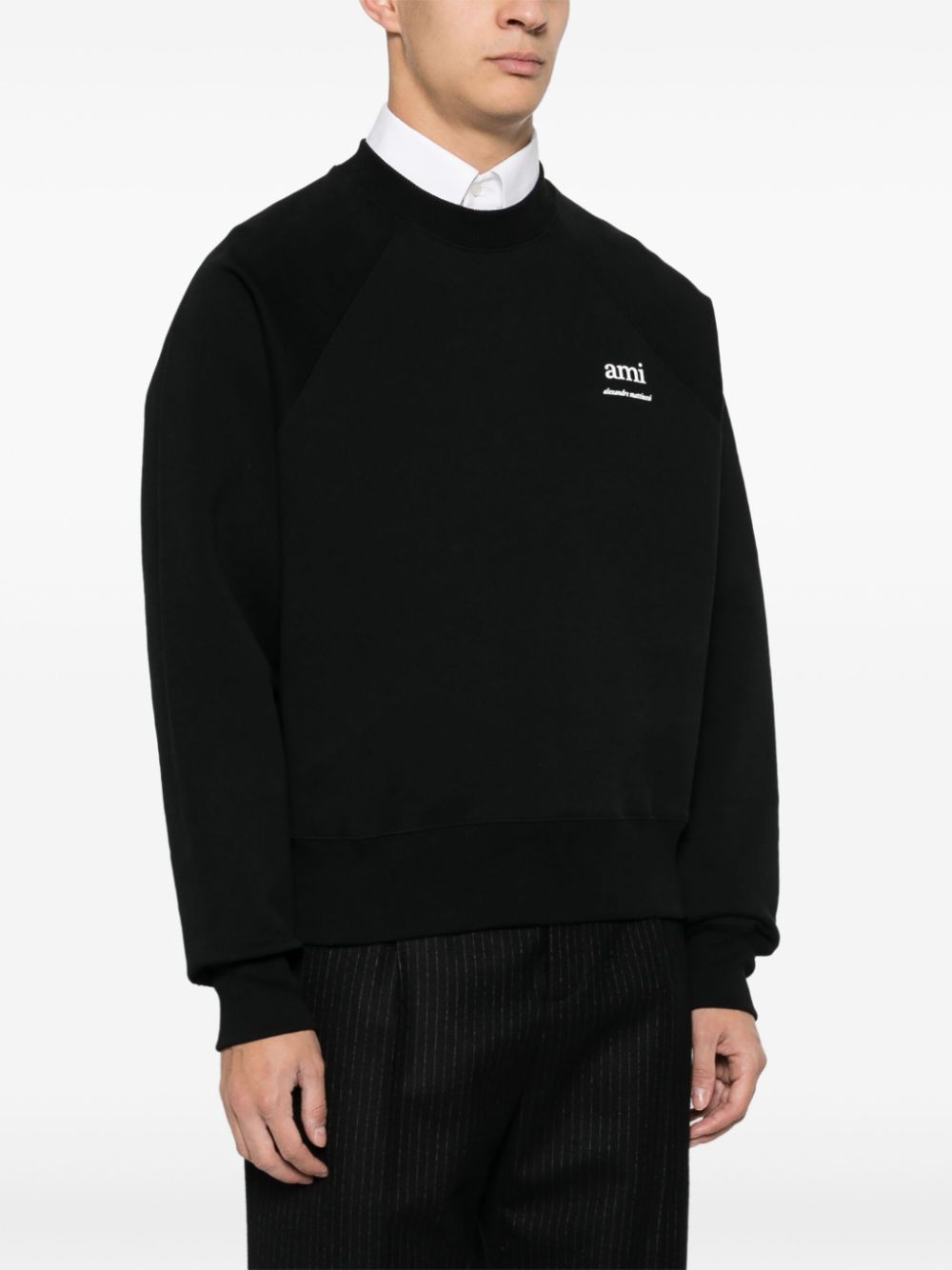 Ami Paris Black Organic Cotton Crewneck Sweater image 3