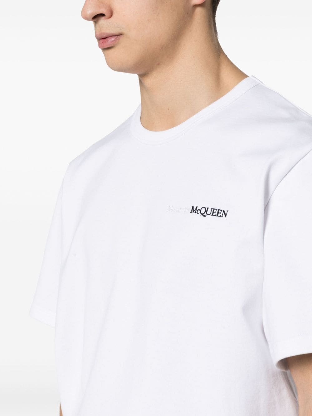 Alexander McQueen White Embroidered Logo T-Shirt image 1