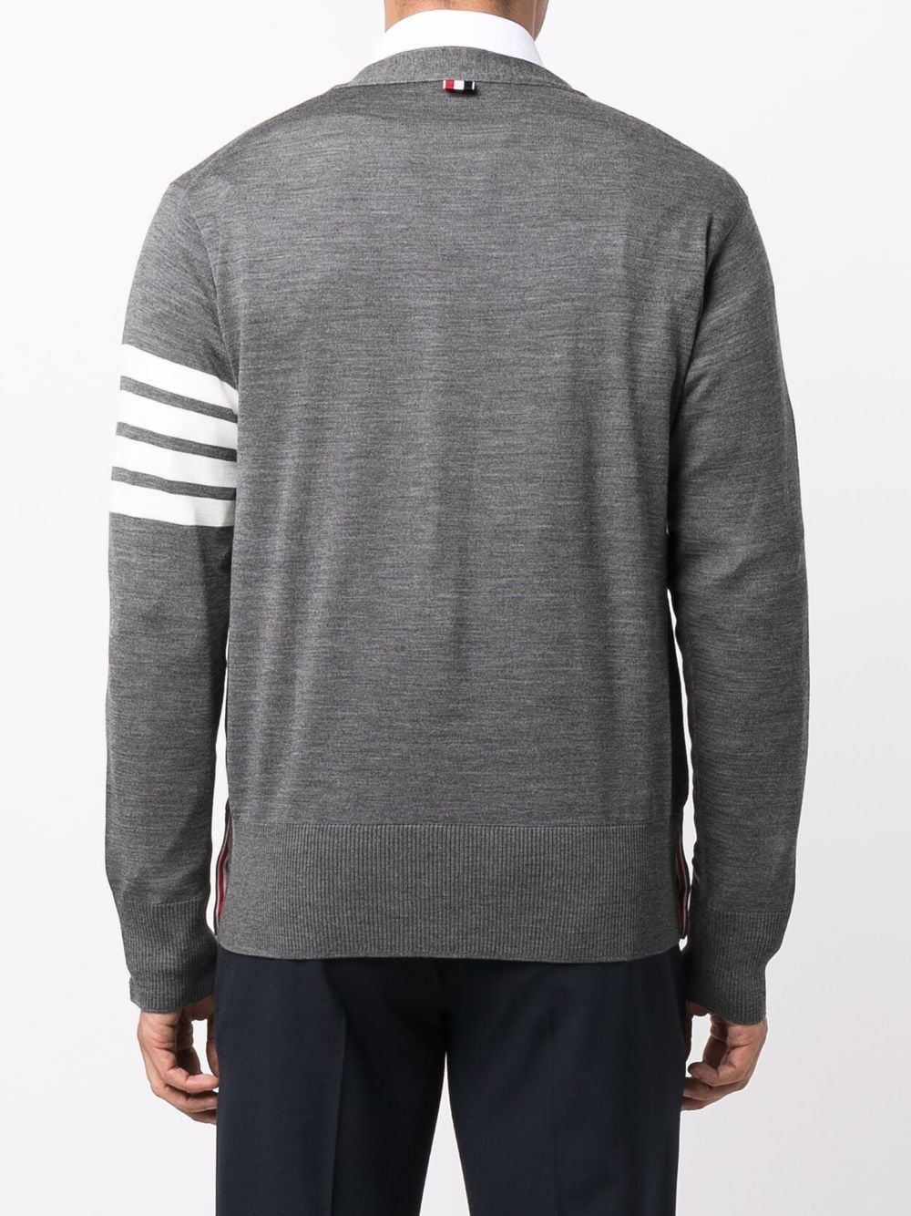 Thom Browne Men's Grey Merino Wool 4-Bar Cardigan image 3