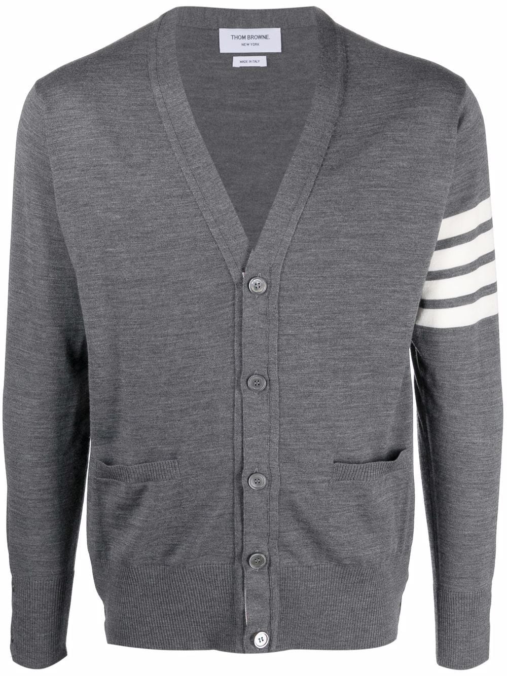 Thom Browne Men's Grey Merino Wool 4-Bar Cardigan image 0