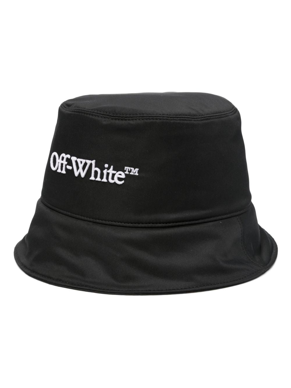 Off-White Black Embroidered Logo Flat Crown Hat image 0