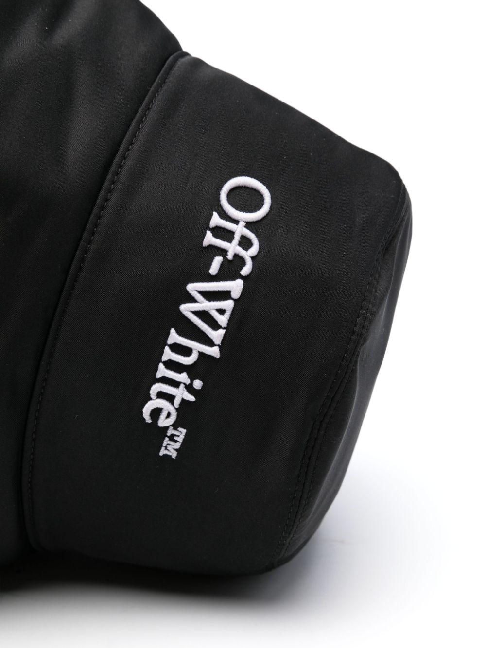 Off-White Black Embroidered Logo Flat Crown Hat image 1