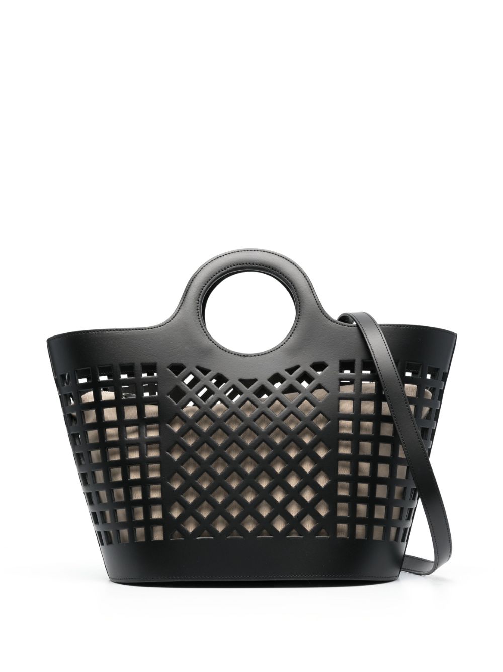 HEREU Black Cut-Out Leather Tote Bag image 0