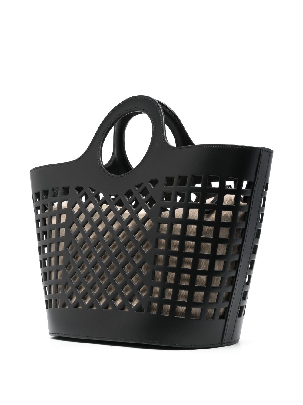 HEREU Black Cut-Out Leather Tote Bag image 2