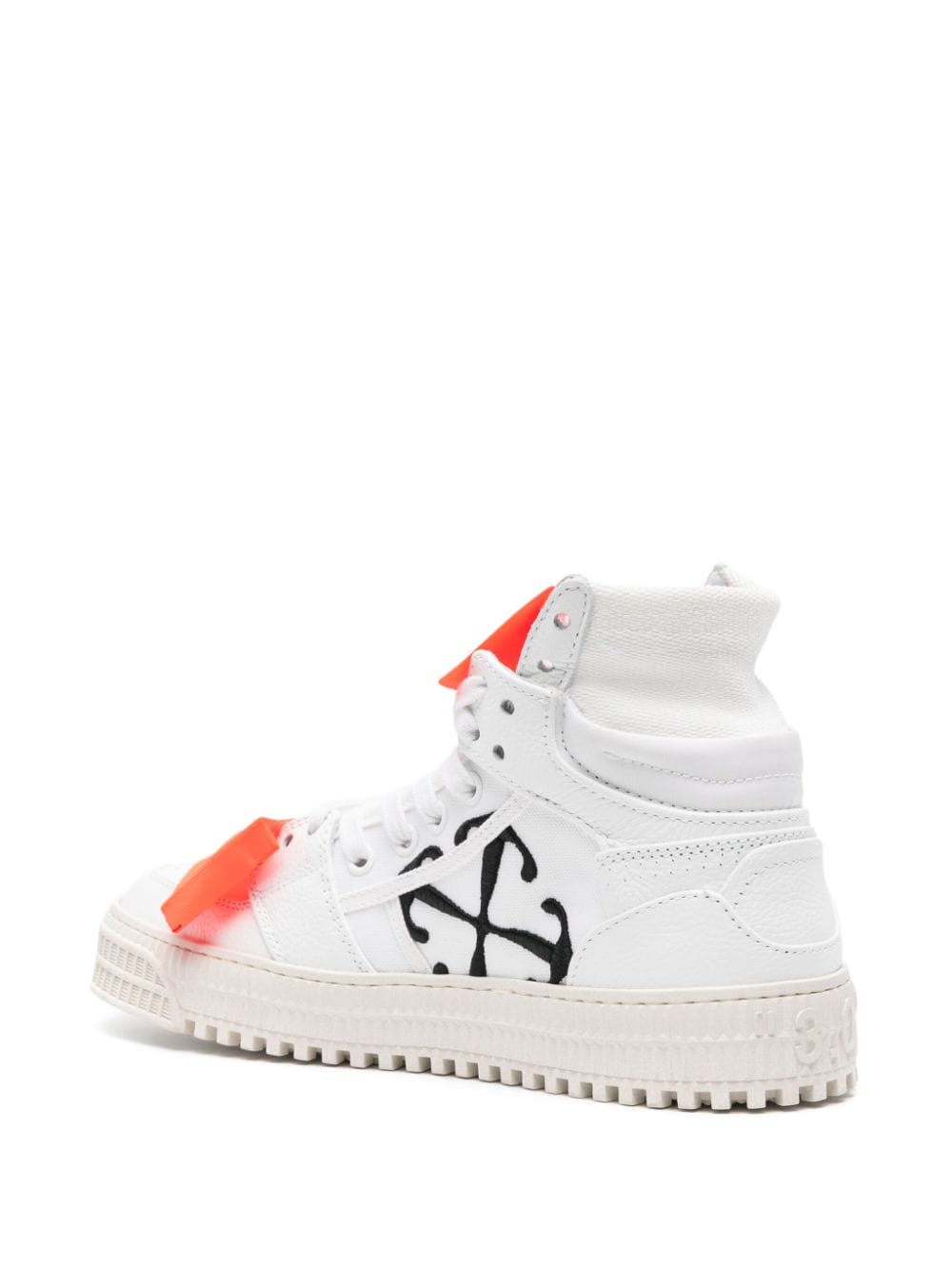 Off-White Calf Leather Panelled Ankle-Length Sneakers image 1