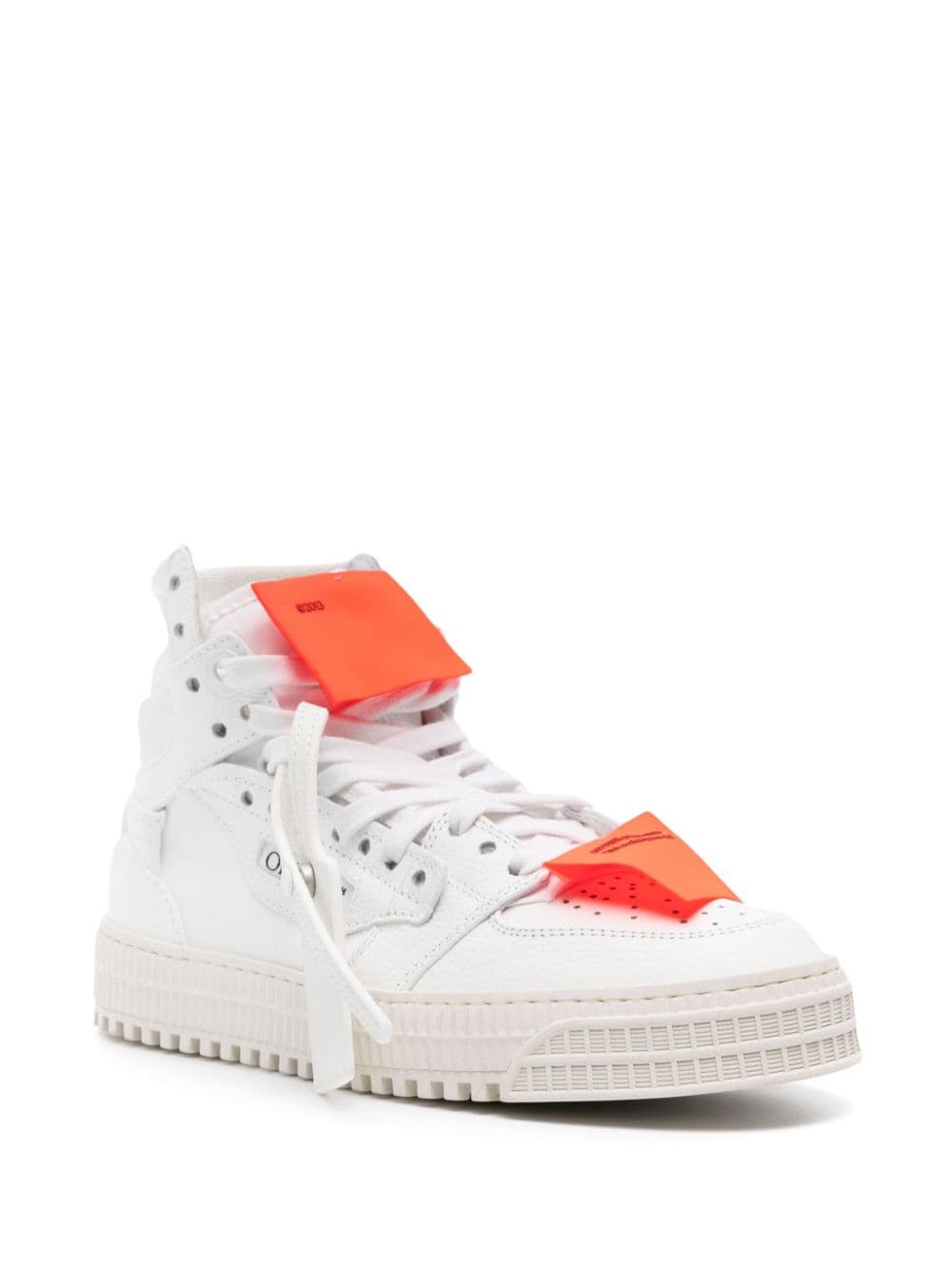 Off-White Calf Leather Panelled Ankle-Length Sneakers image 2