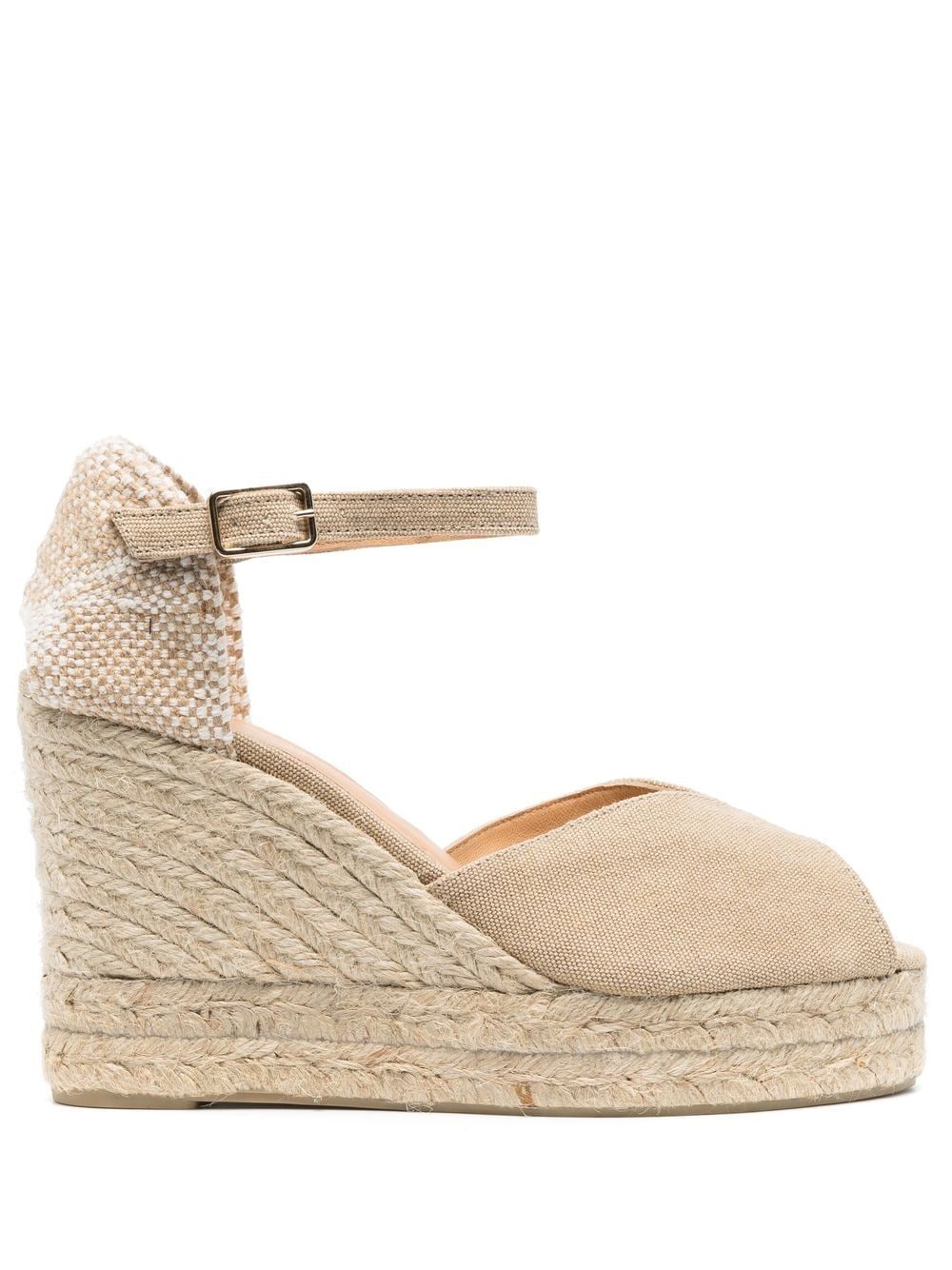 Castañer Bianca Beige Leather Espadrille Wedge Sandals image 0