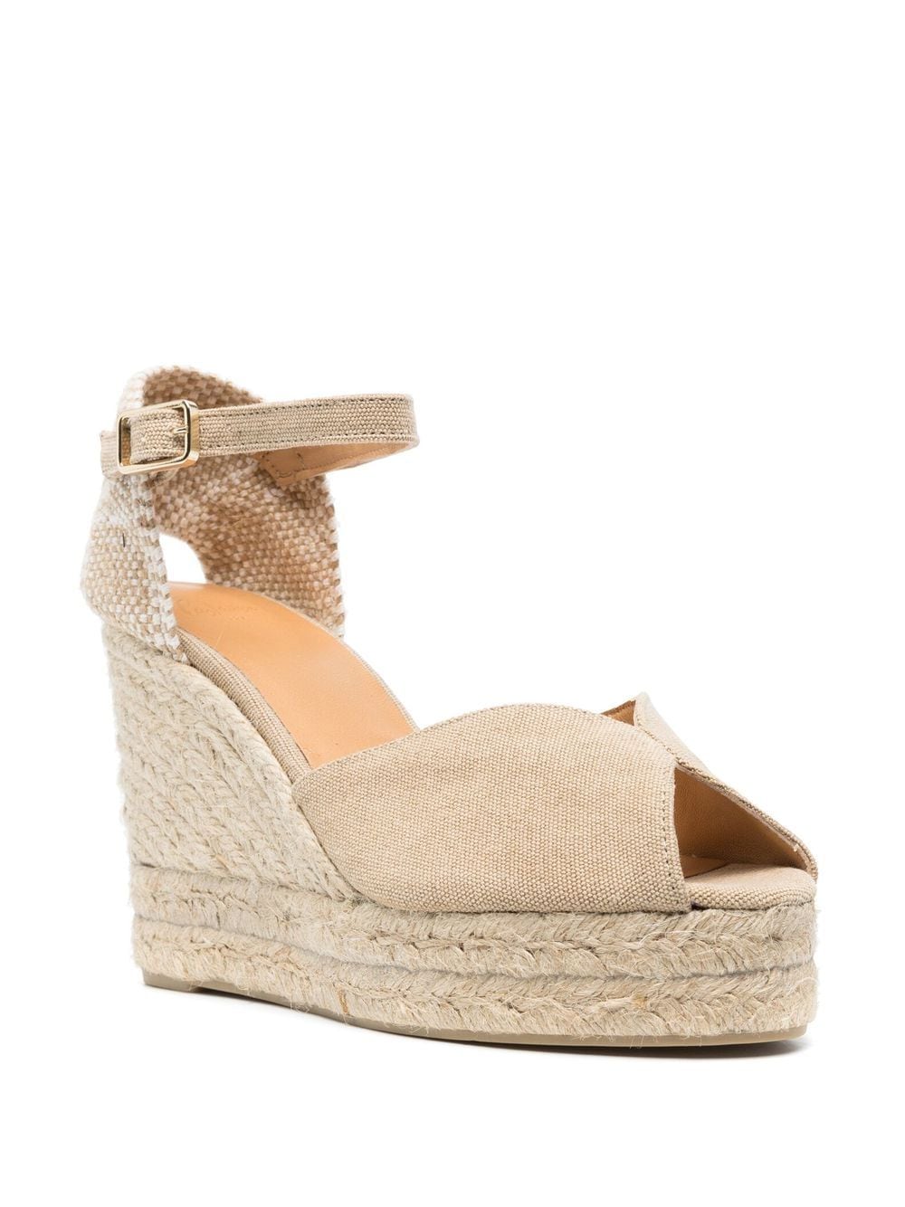 Castañer Bianca Beige Leather Espadrille Wedge Sandals image 3