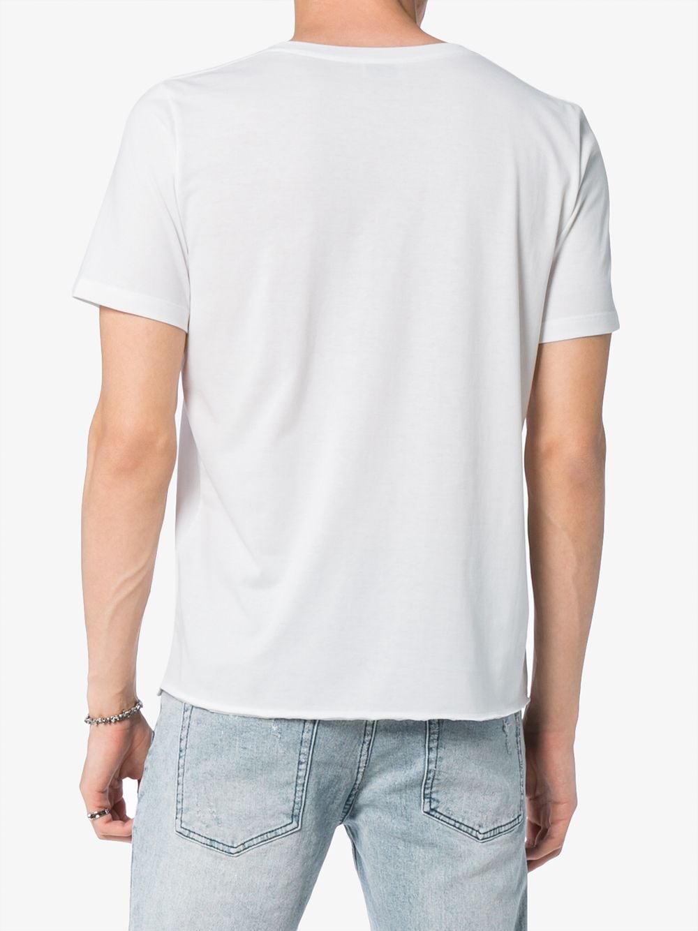 Saint Laurent White Cotton T-Shirt with Logo image 3