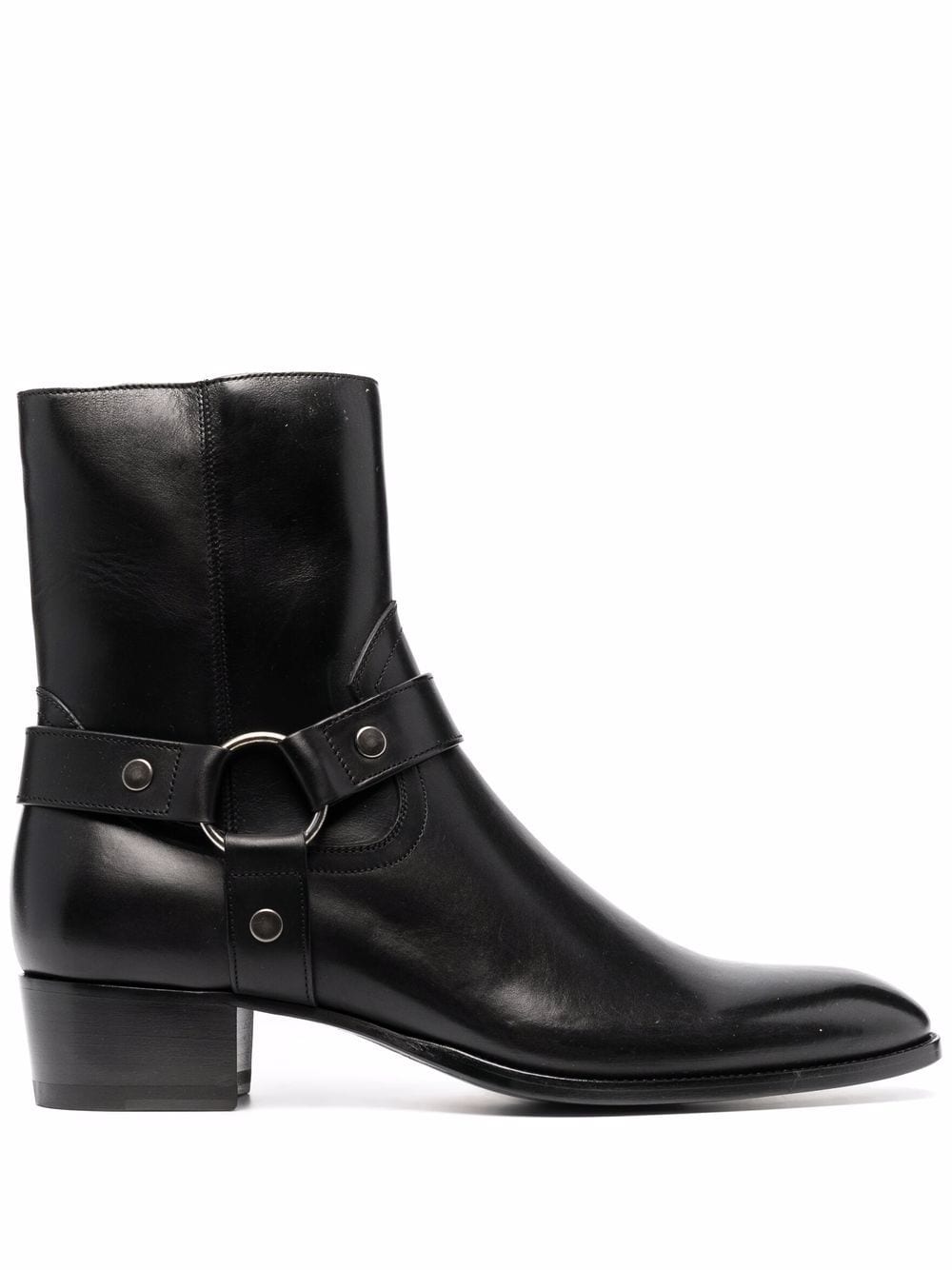 Saint Laurent Wyatt 40mm Harness Leather Boots - Black image 0