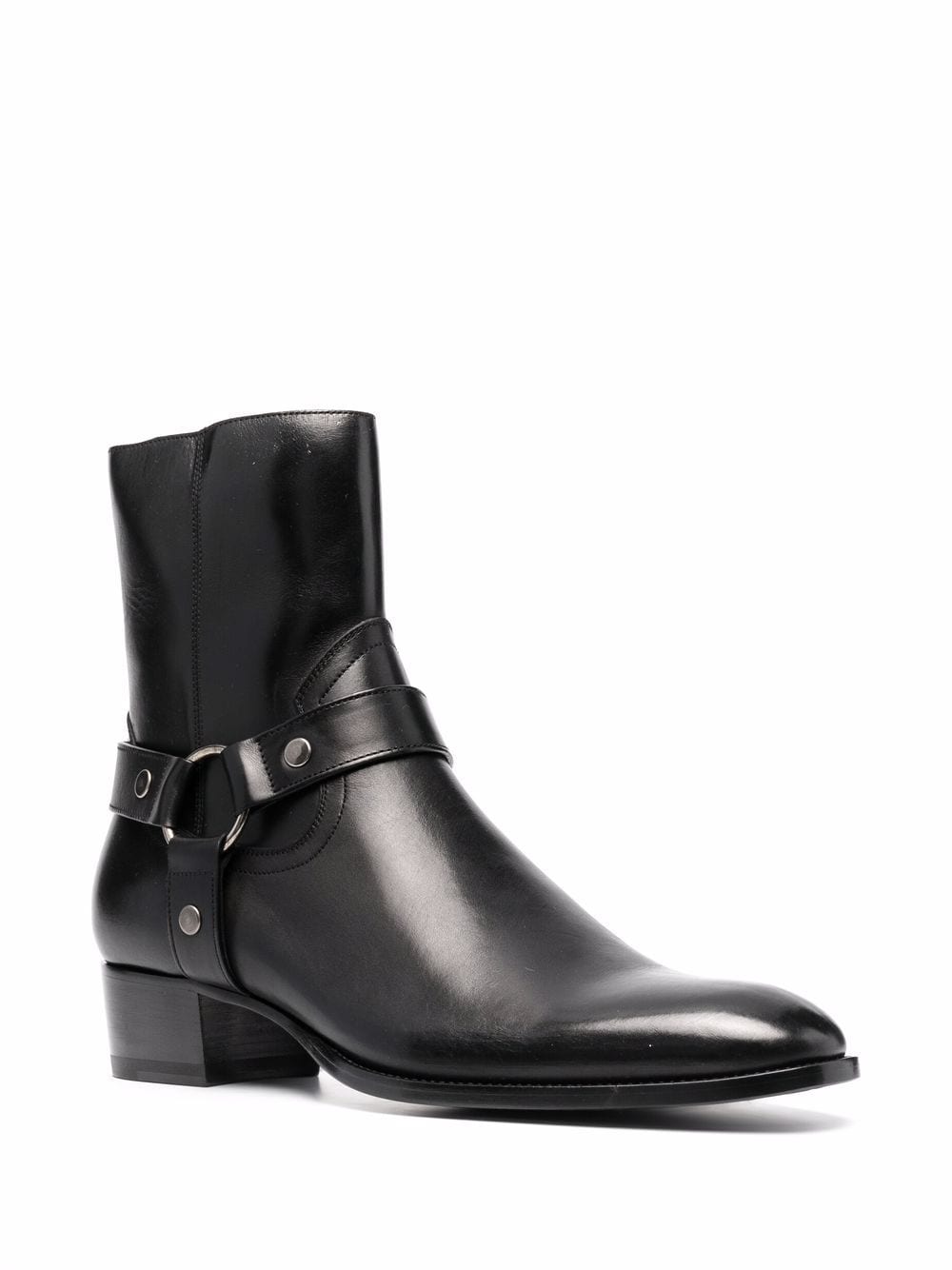 Saint Laurent Wyatt 40mm Harness Leather Boots - Black image 2