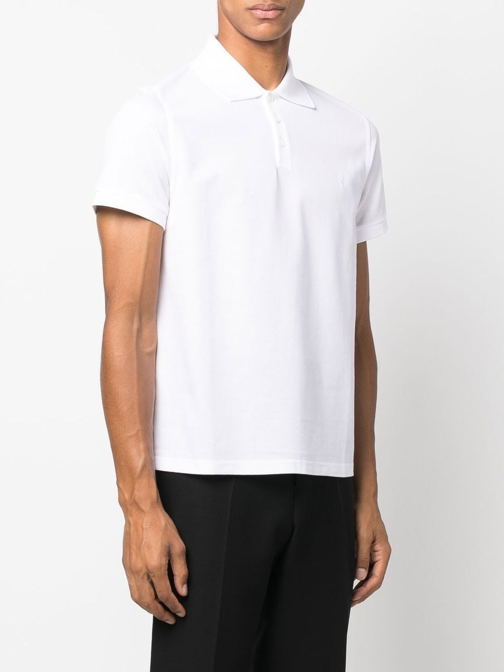 Saint Laurent White Embroidered Logo Polo Shirt image 1