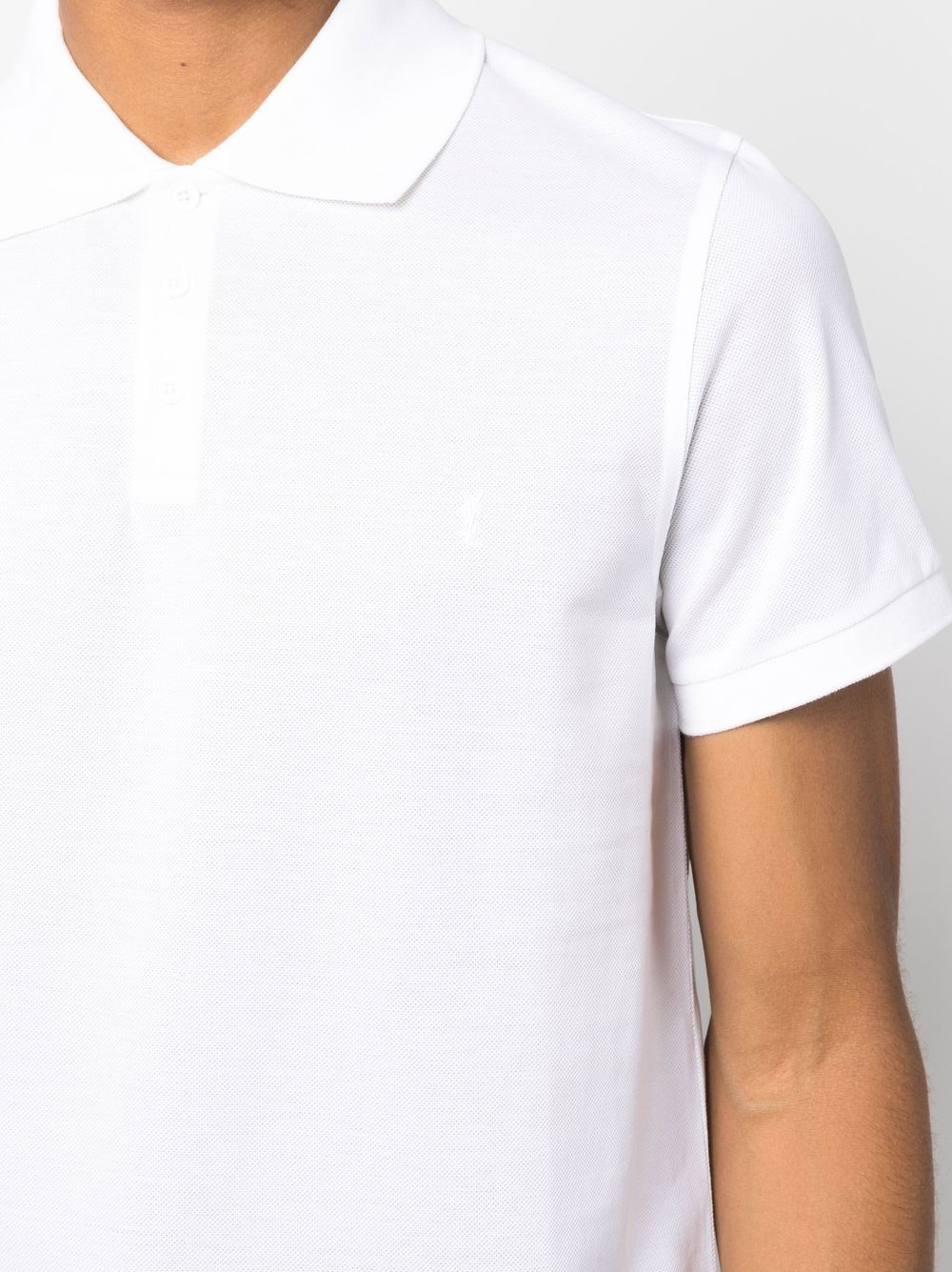 Saint Laurent White Embroidered Logo Polo Shirt image 2