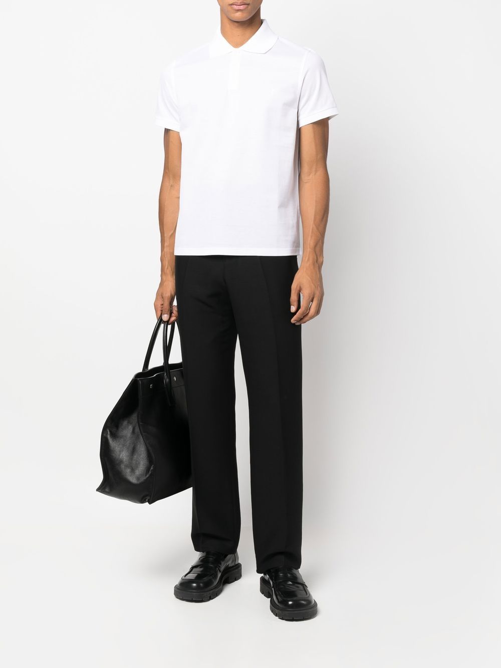 Saint Laurent White Embroidered Logo Polo Shirt image 3