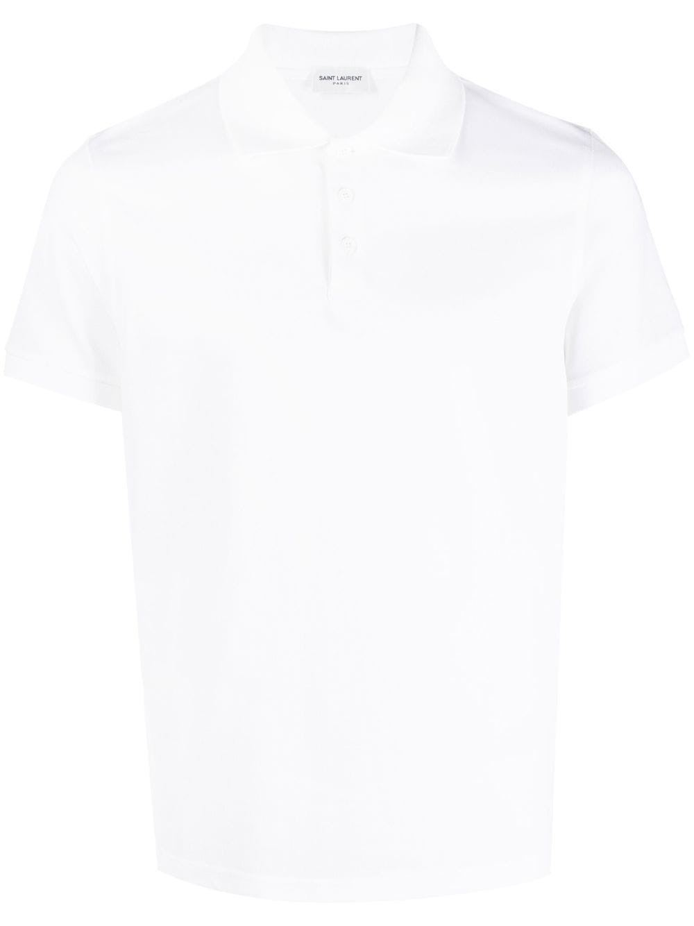 Saint Laurent White Embroidered Logo Polo Shirt image 0