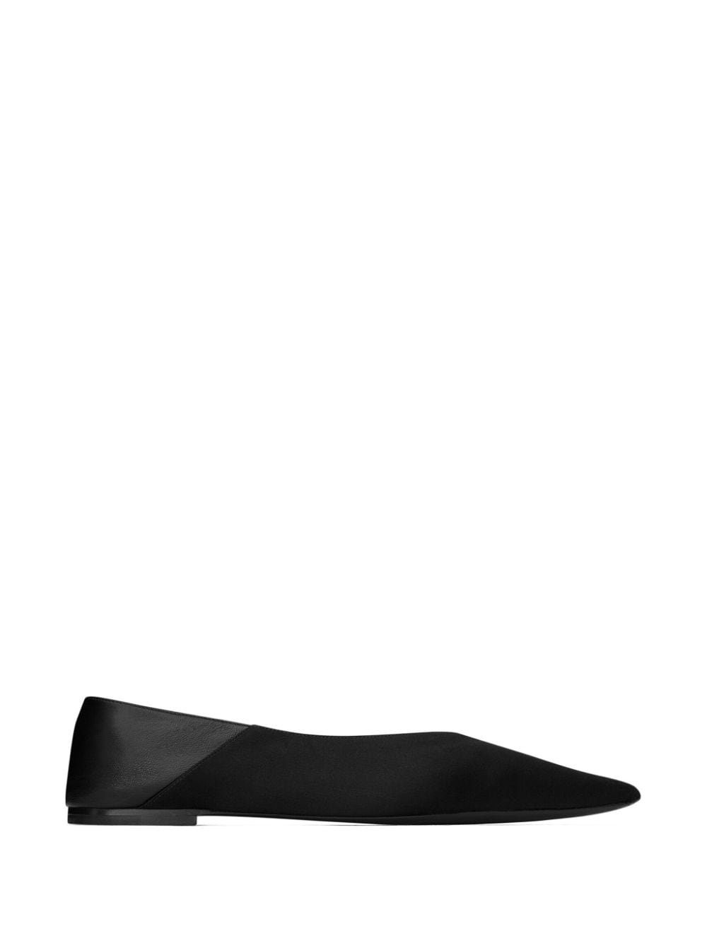 Saint Laurent Black Satin Pointed Toe Flat Shoes image 1