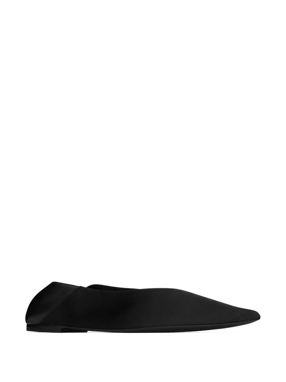 Saint Laurent Black Satin Pointed Toe Flat Shoes image 3