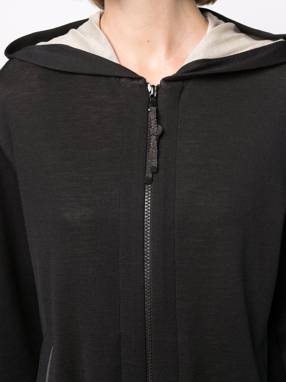 Brunello Cucinelli Monili-Trim Zip-Front Hoodie - Black image 4