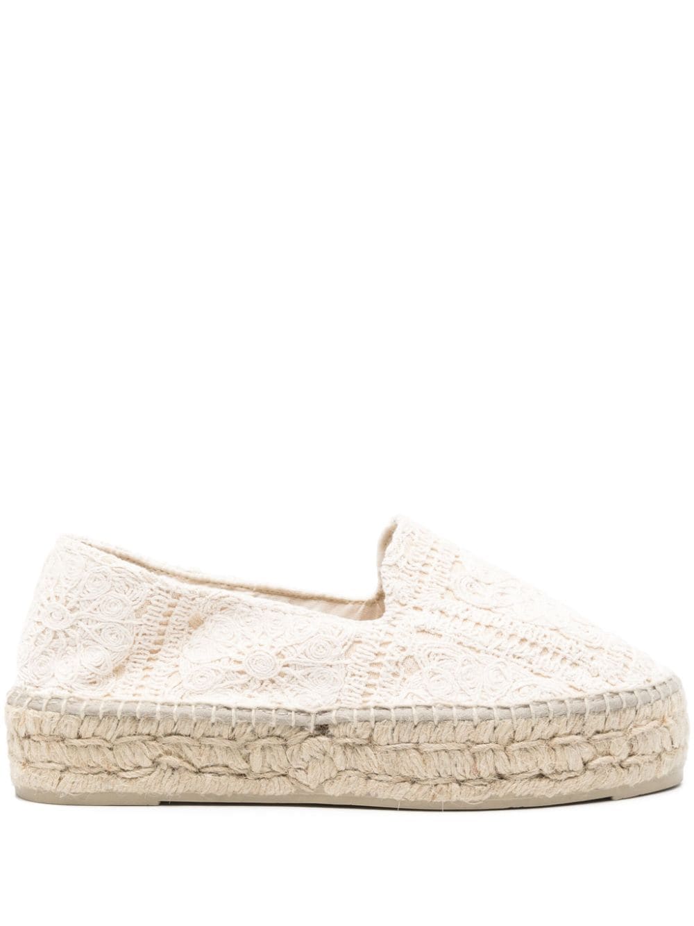 MANEBI Women's Beige Flat Crochet Knit Shoes image 0