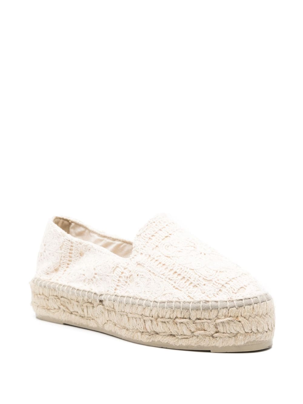 MANEBI Women's Beige Flat Crochet Knit Shoes image 3