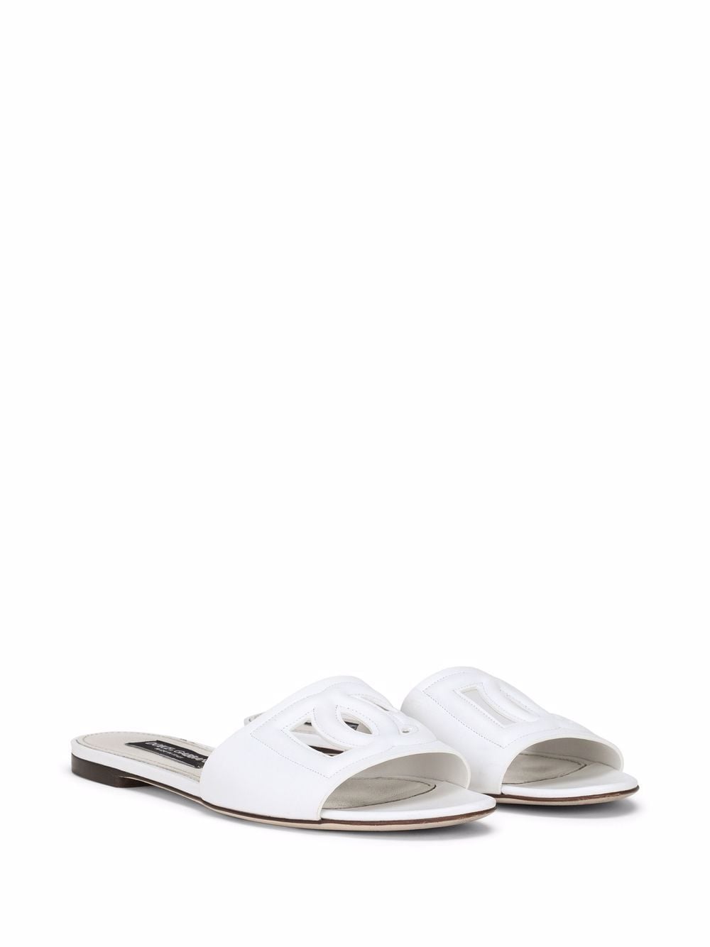 Dolce & Gabbana Embossed Logo White Leather Sandals image 2