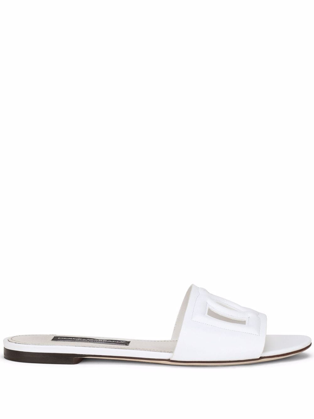 Dolce & Gabbana Embossed Logo White Leather Sandals image 0