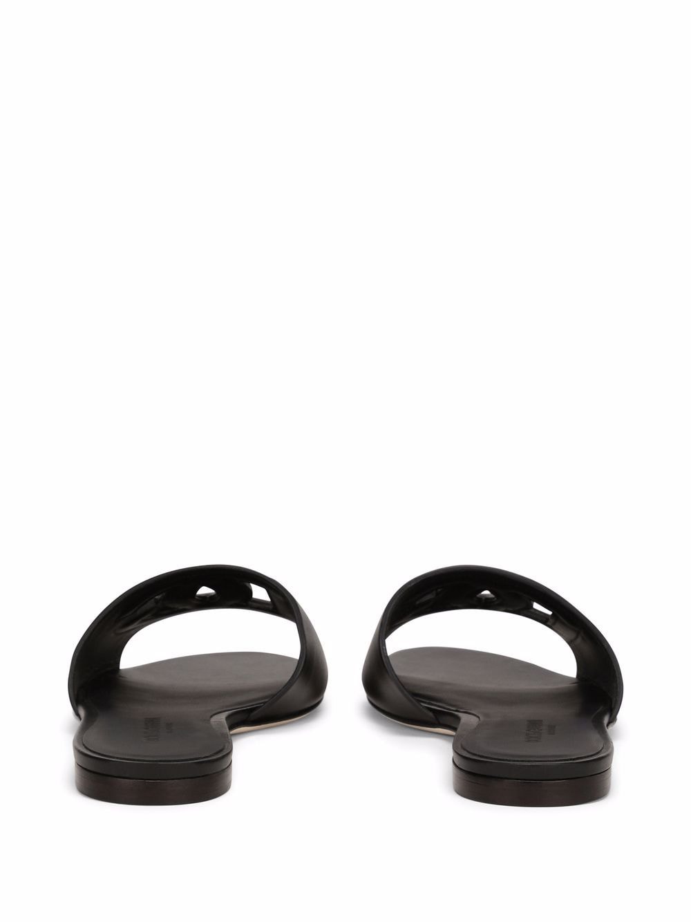 Dolce & Gabbana Black Leather Millennials Logo Slides image 1