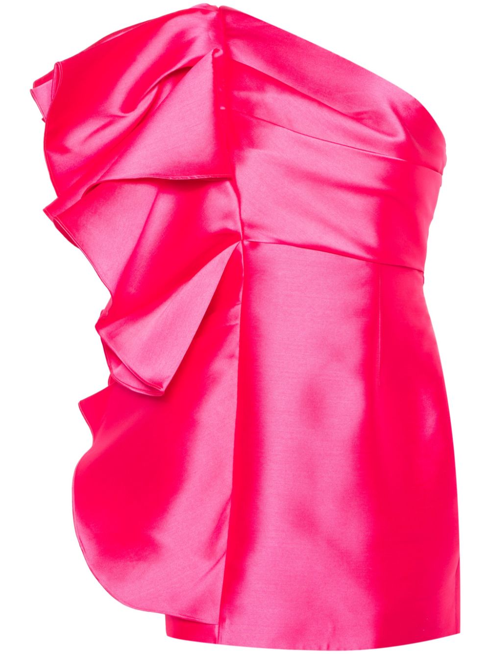 Solace London Asymmetrical One-Shoulder Fuchsia Dress image 0