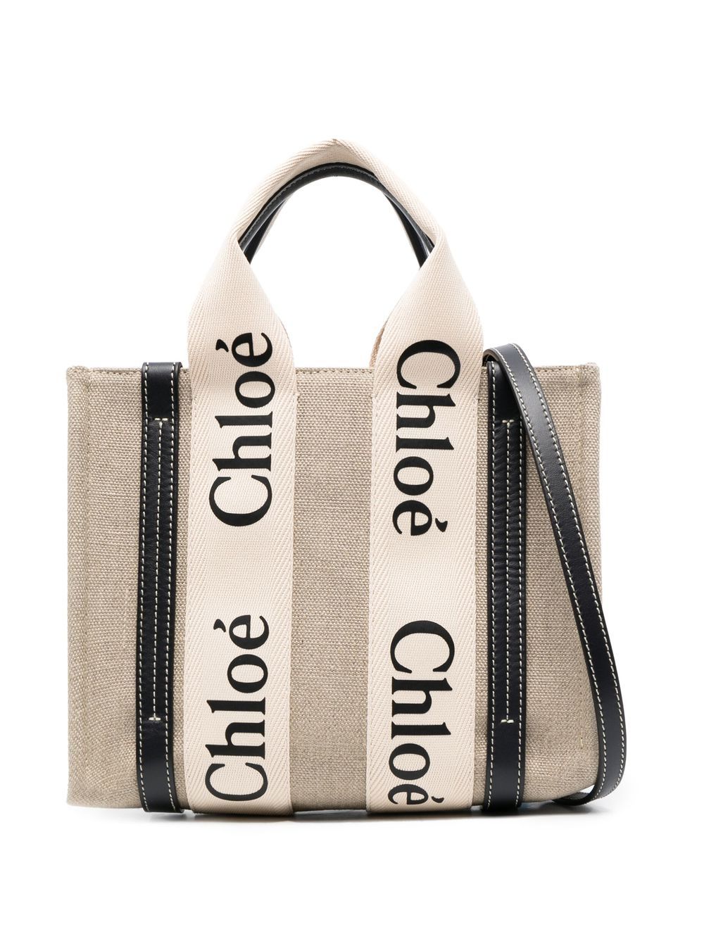 Chloé Black Logo-Print Tote Bag image 0