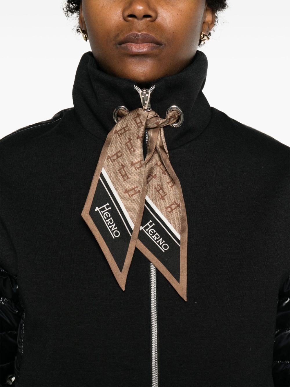 Herno Black Quilted Down Coat with Detachable Scarf image 4